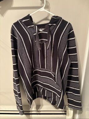Sendra Black and White Striped Baja Hoodie